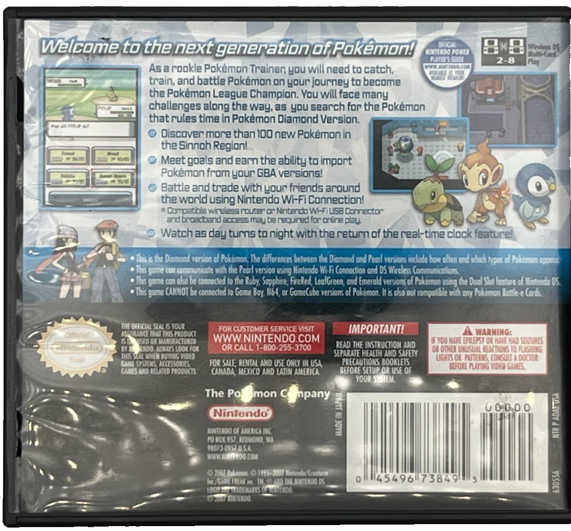 Nintendo DS Pokémon Diamond CASE, MANUALS & INSERTS ONLY 100% Authentic (2007)
