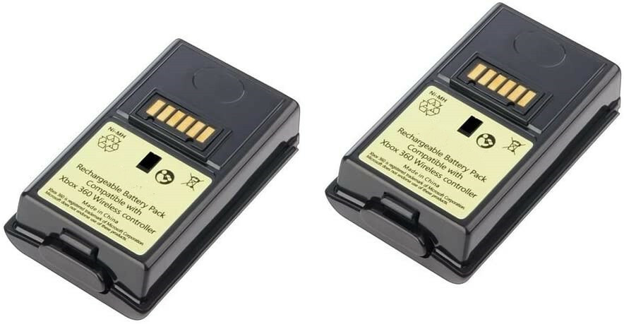 2 Pack Rechargeable 3600mAh Battery Pack For Xbox 360 Wireless Controller Black