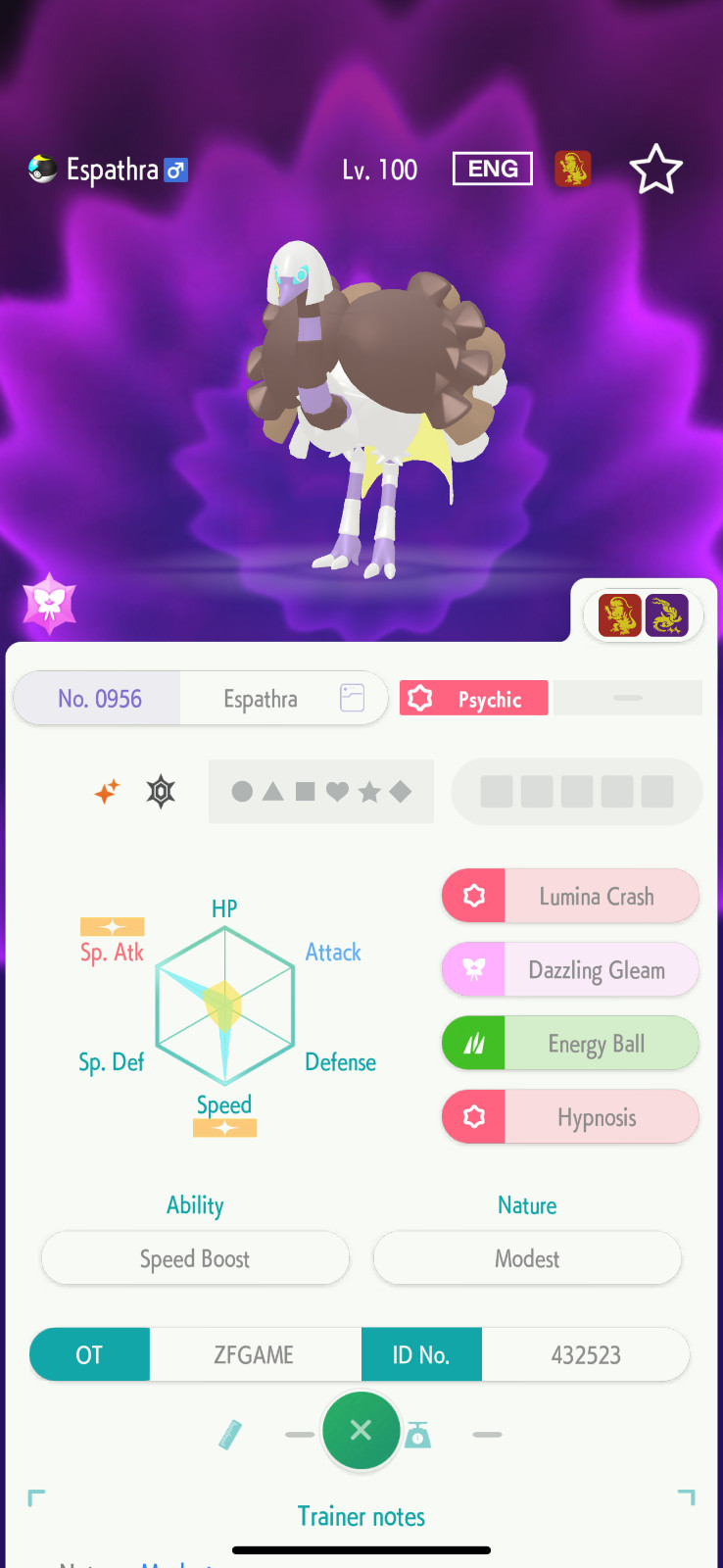 ✨6IV SHINY Espathra + EVS🚀 POKEMON HOME✨Champions✨Online delivery⚡