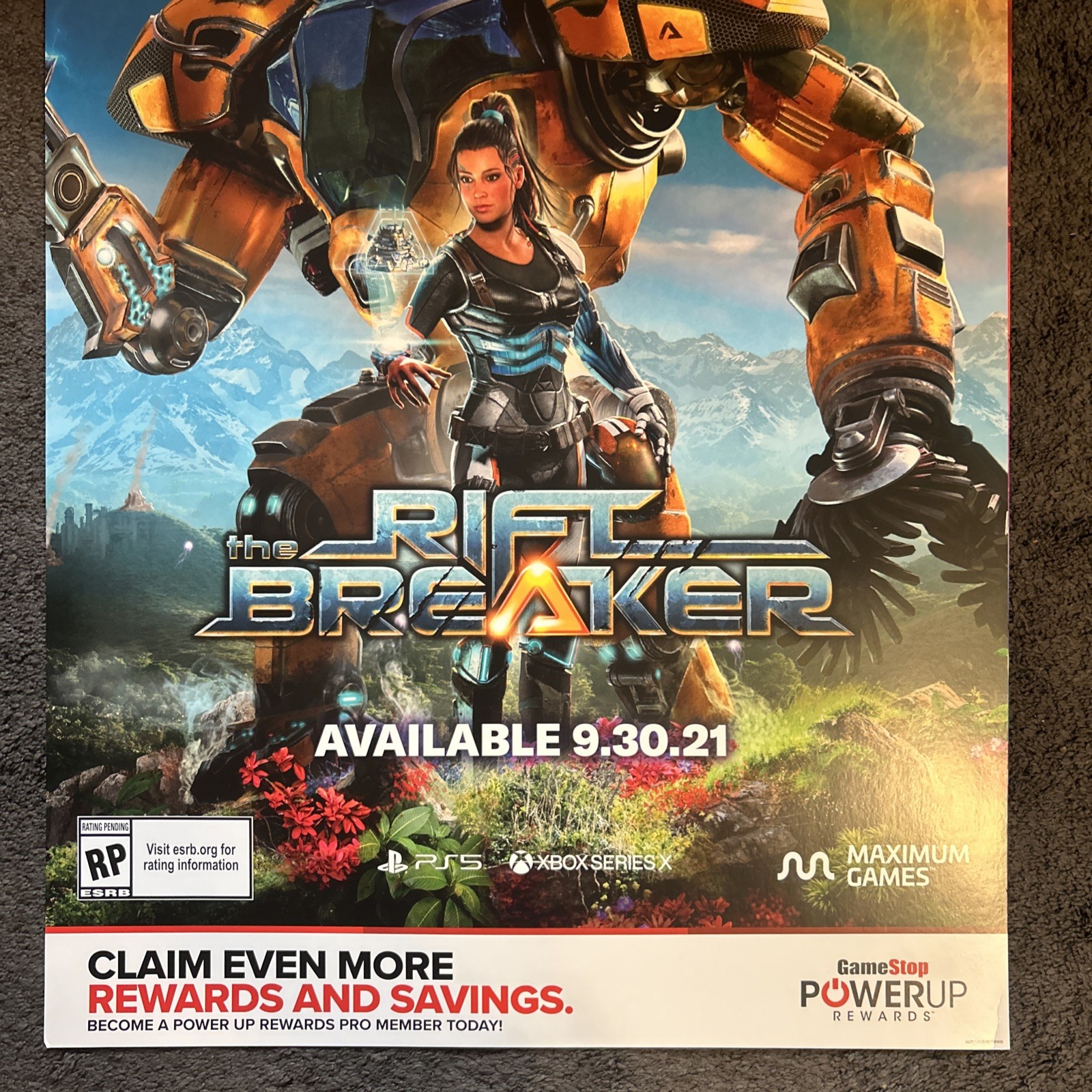 The Rift Breaker GameStop Promo Poster PS5 Xbox Series X 28 x 22