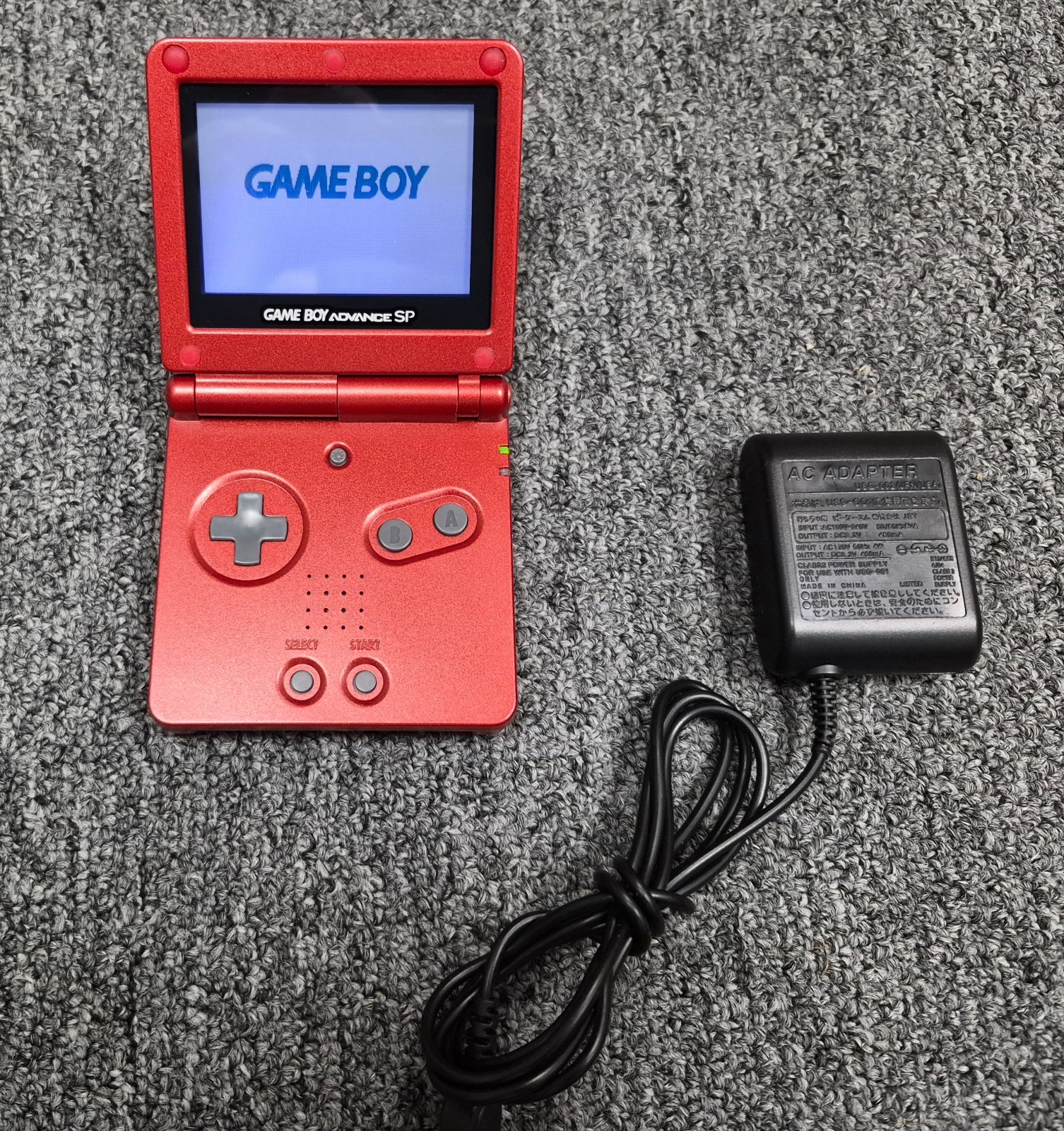 Nintendo Game Boy Advance SP Flame Red AGS 001 with charger Tested!
