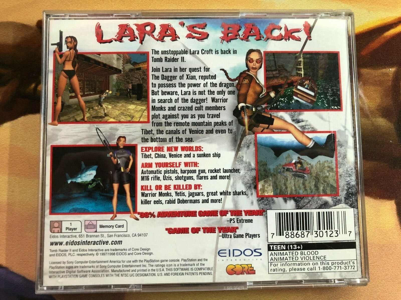 Tomb Raider II 2 Lara Croft (Playstation 1, 1997) – Black Label – Complete