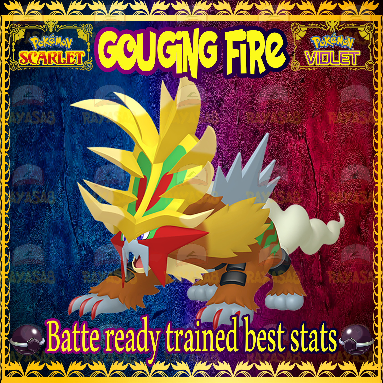 Pokemon Violet Scarlet Gouging Fire batte ready trained best stats Home🌟