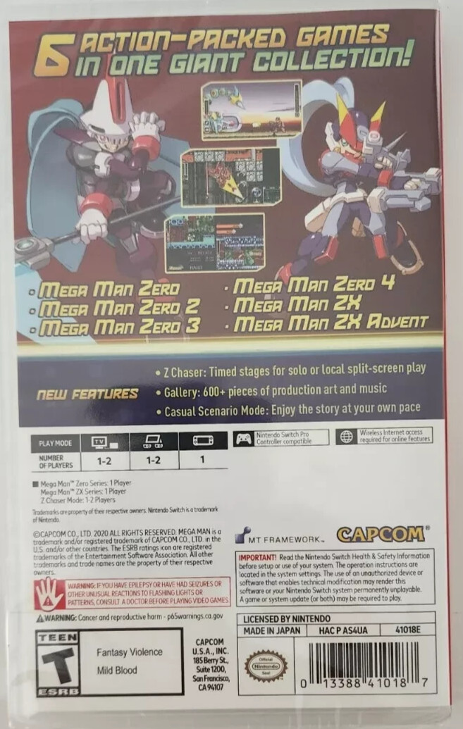Mega Man X 1 + 2 + Zero/ZX Legacy Collection Switch Brand New Game Bundle