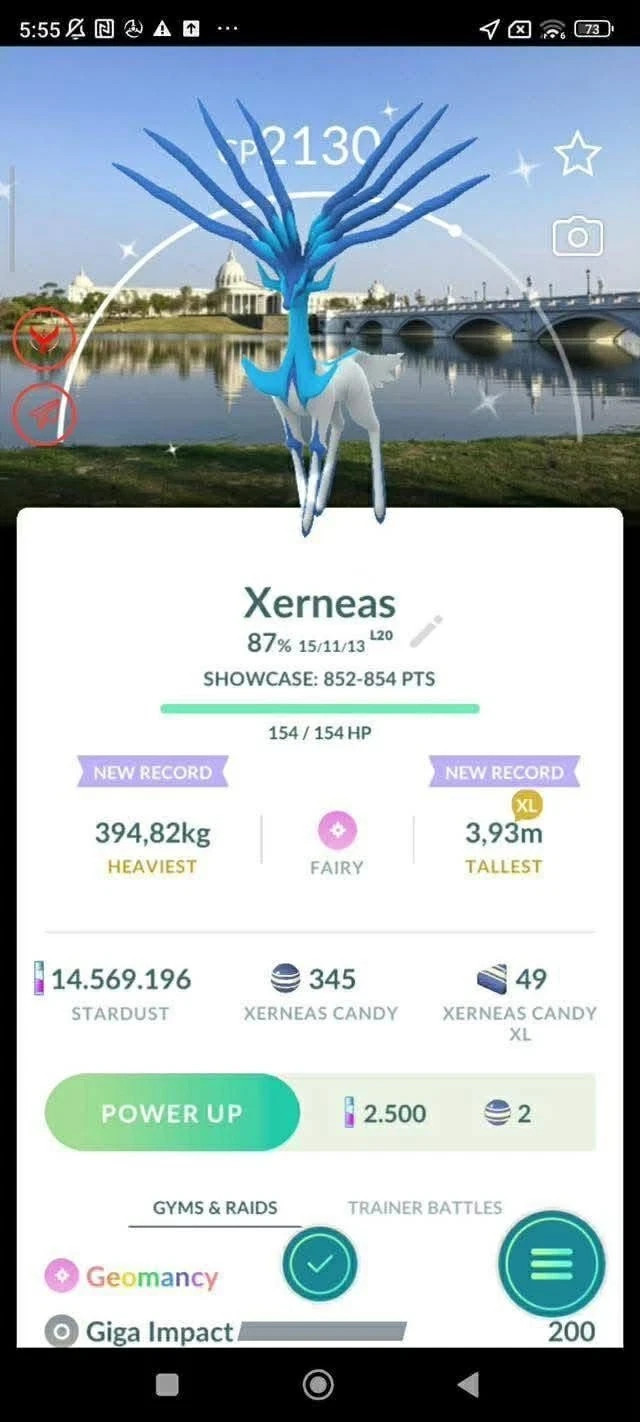 Pokémon G0 — Shiny Xerneas leve 50 – 3 moves BG Tainan + trinket lucky