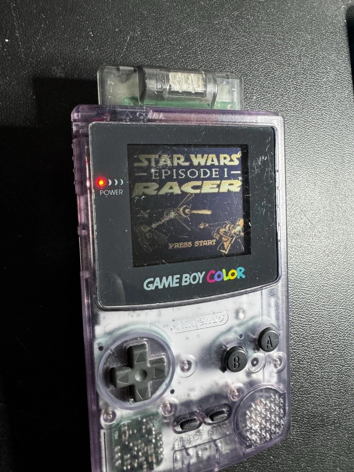 Nintendo Game Boy Color Atomic Purple W/ 2 Games Star Wars Episode One Racer GBC
