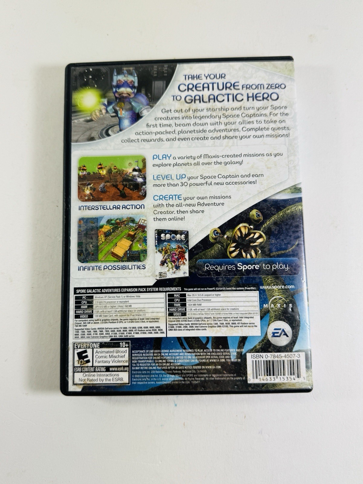 Spore Galactic Adventures (PC Mac 2009, Expansion Pack w/ Manual) ML418/ML440