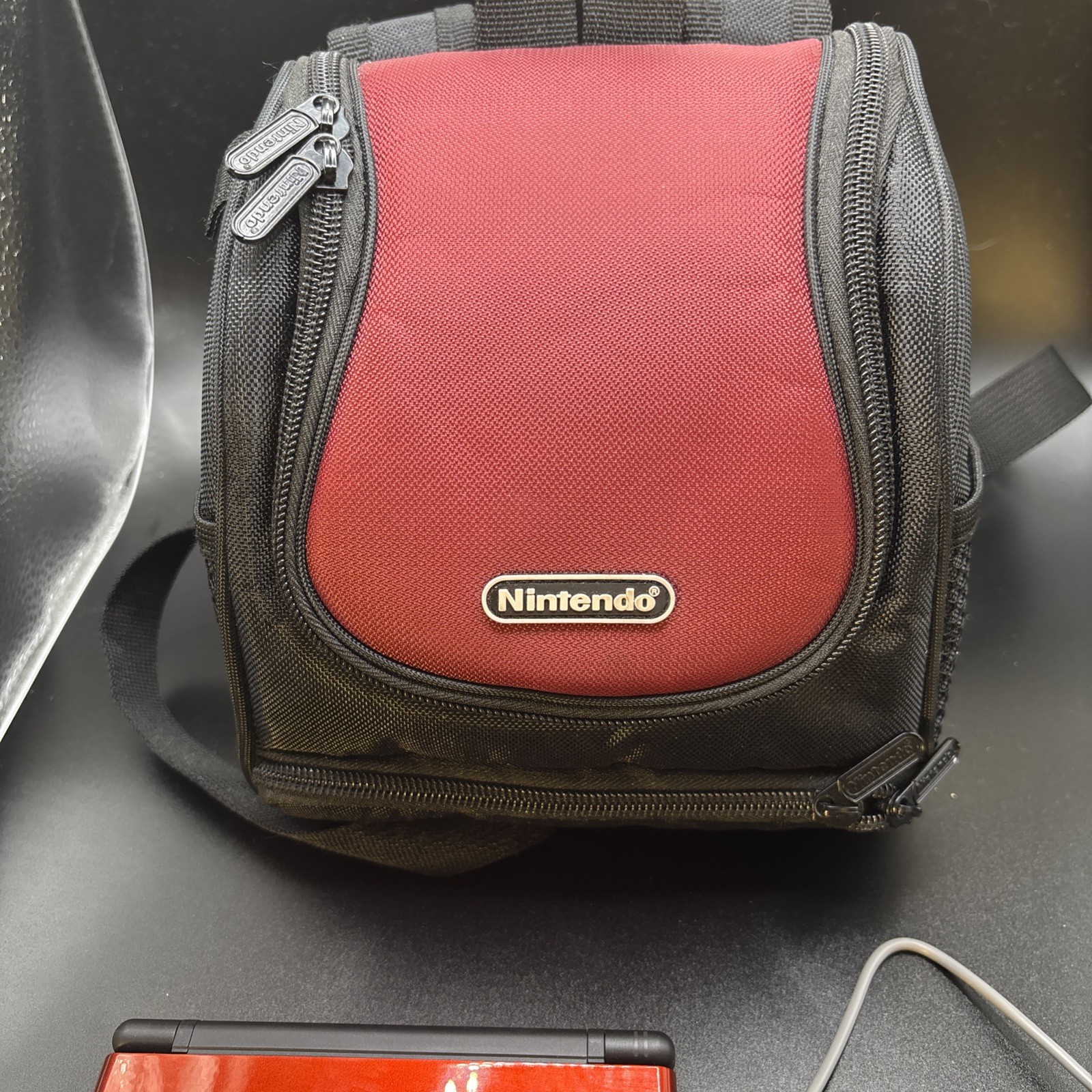 Red Nintendo DS Lite Console Tested Works W/ Nintendo Carrier & Mario Party Game