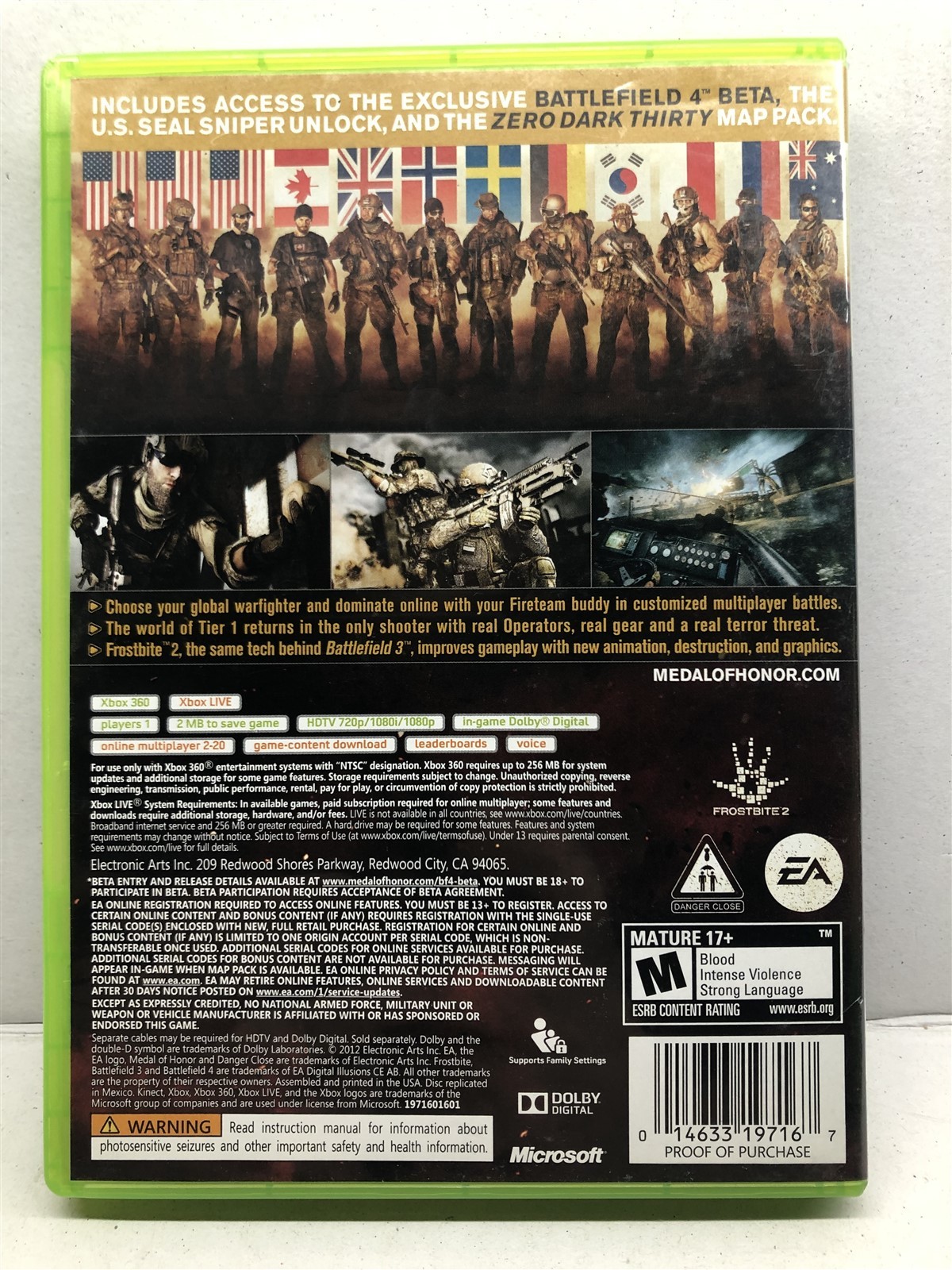Medal of Honor: Warfighter Limited Edition (Xbox 360, 2012) Complete Tested