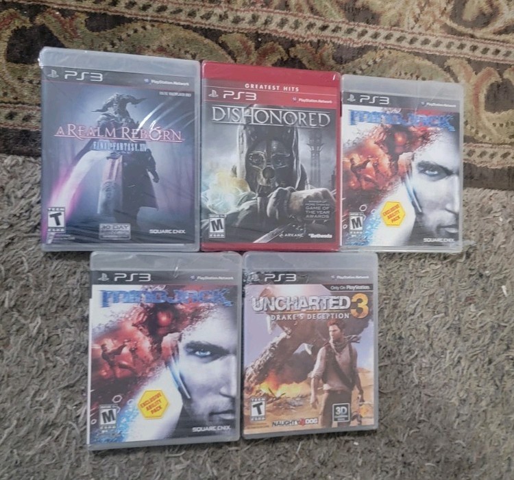 LOT OF 5 NEW SEALED PS3 games Uncharted Mindjack Final Fantasy Dishonored