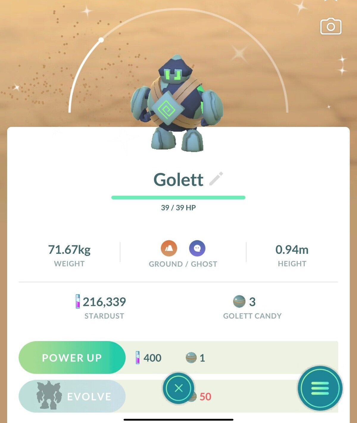 Shiny Golett – TRADE 20kStardust – Read Description