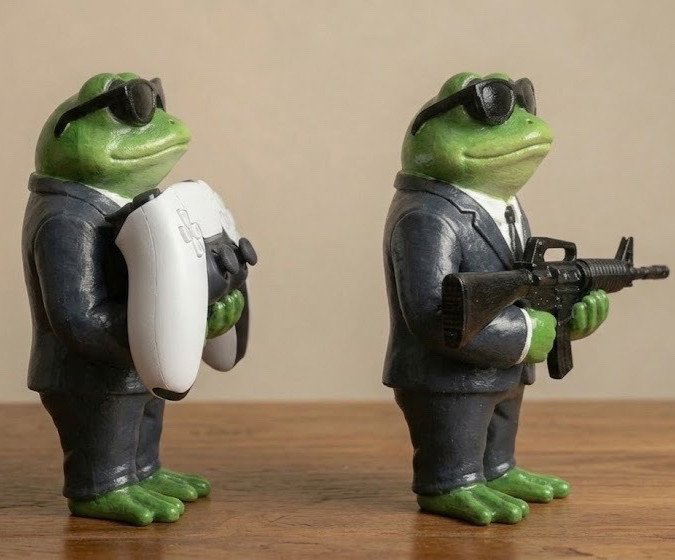 Gangster Frog PS5 DualSense Controller Stand HandPainted Gaming Setup Desk Decor
