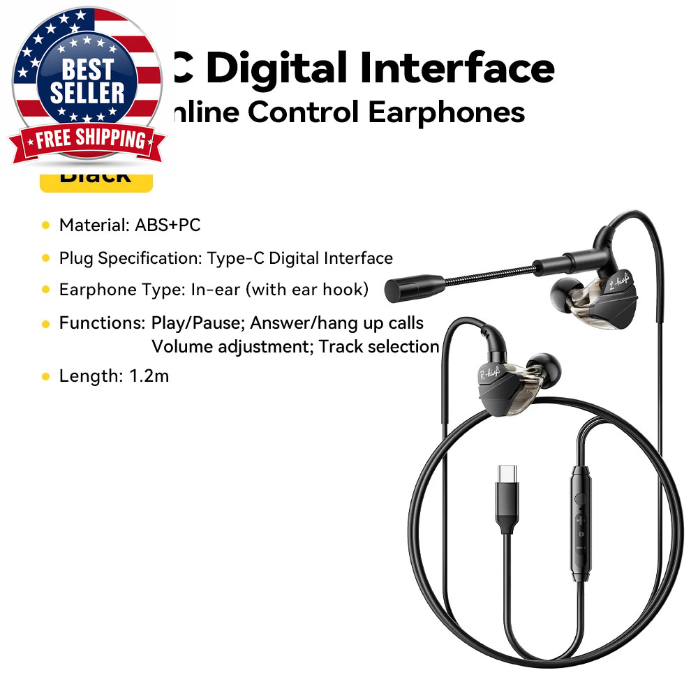 Game Headphones 3.5Mm USB Type C Wired Headphones in Ear Headset Gaming Earbuds