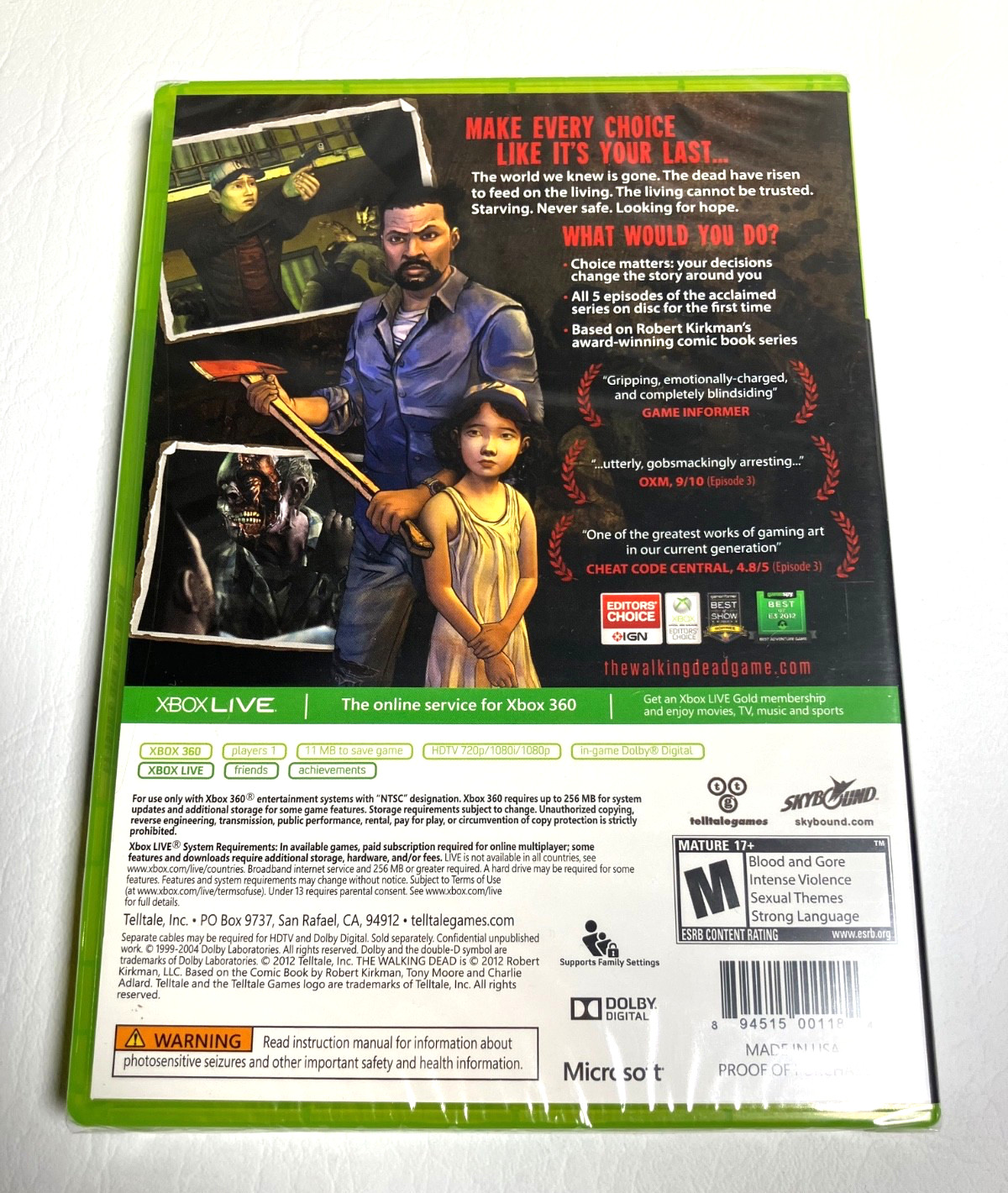 The Walking Dead Telltale Games (Microsoft Xbox 360, 2012) | Brand New Sealed