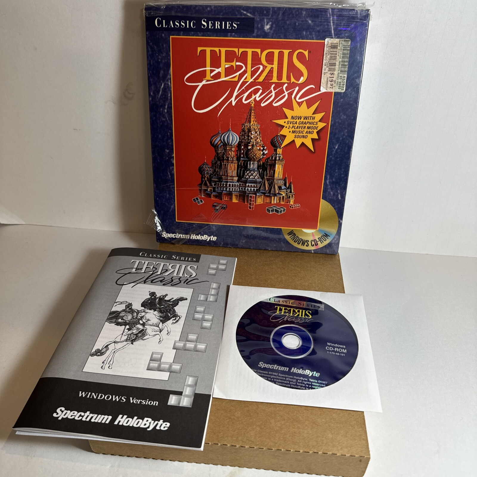 Tetris Classic for PC, Spectrum Holobyte w/ Big Box 1992 Blue Box RARE