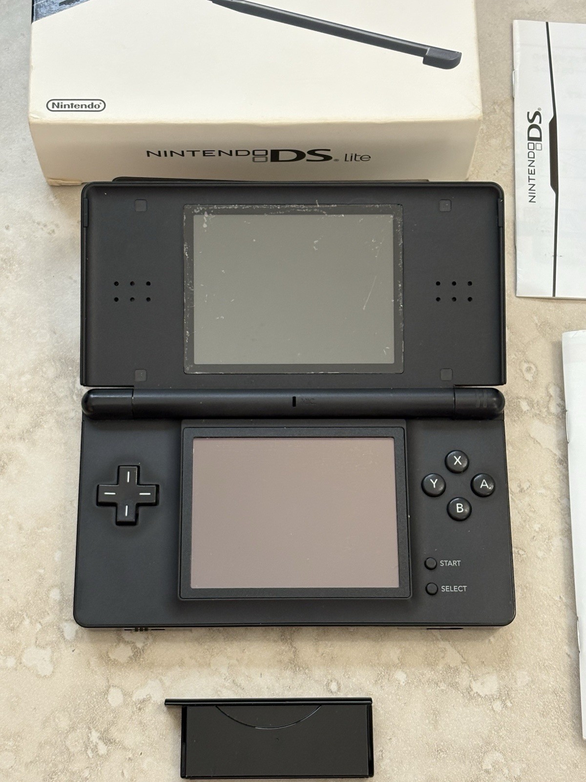 Nintendo DS Lite Onyx Black With Charger And Stylus Complete In Box Near Mint