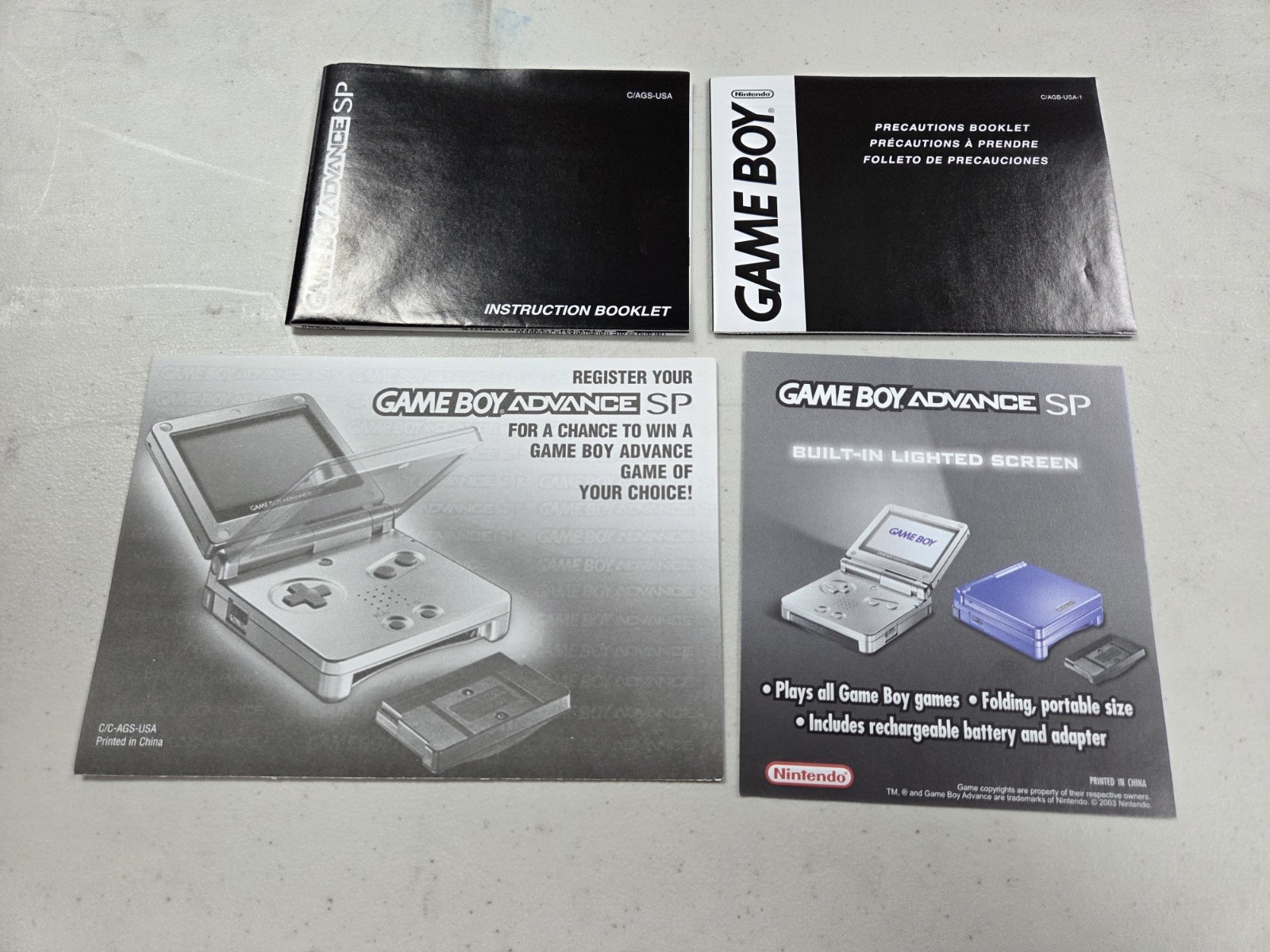 Nintendo Game Boy Advance GBA SP Flame Red Box Manual Inserts Only SEE PHOTOS