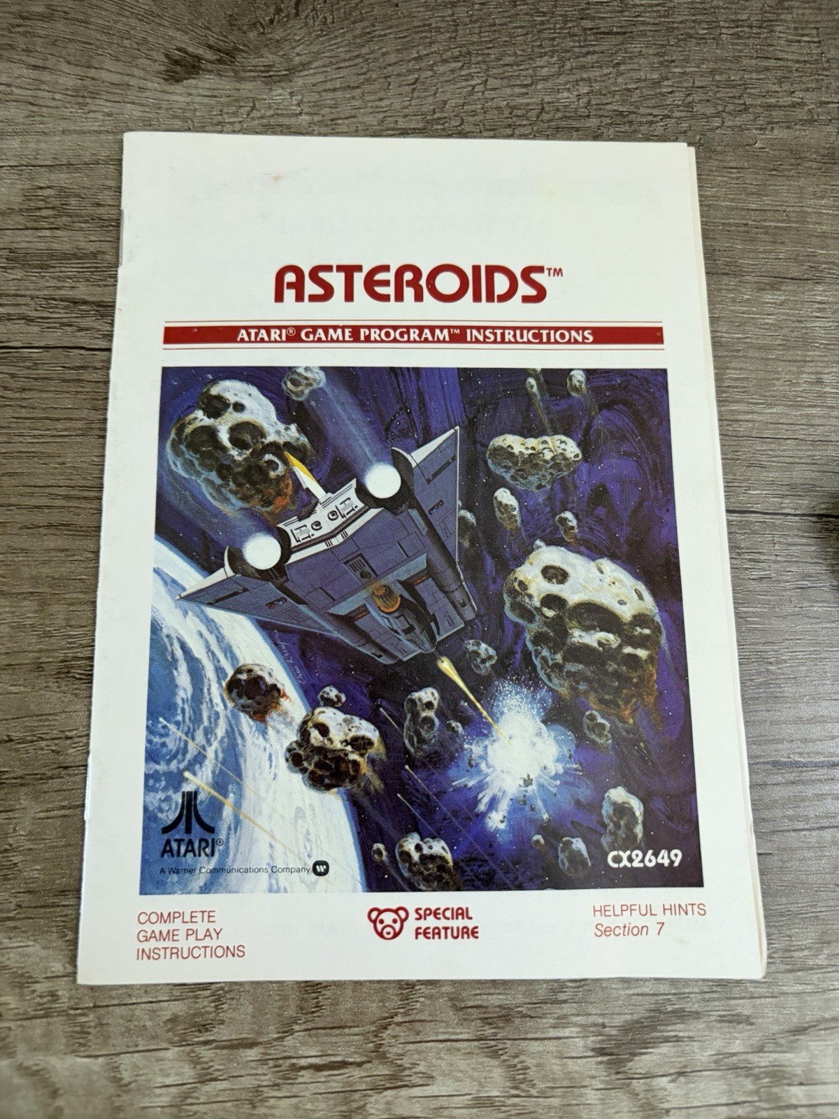 Asteroids (Atari 2600, 1981) Video Game Cartridge and Manual Instruction Booklet