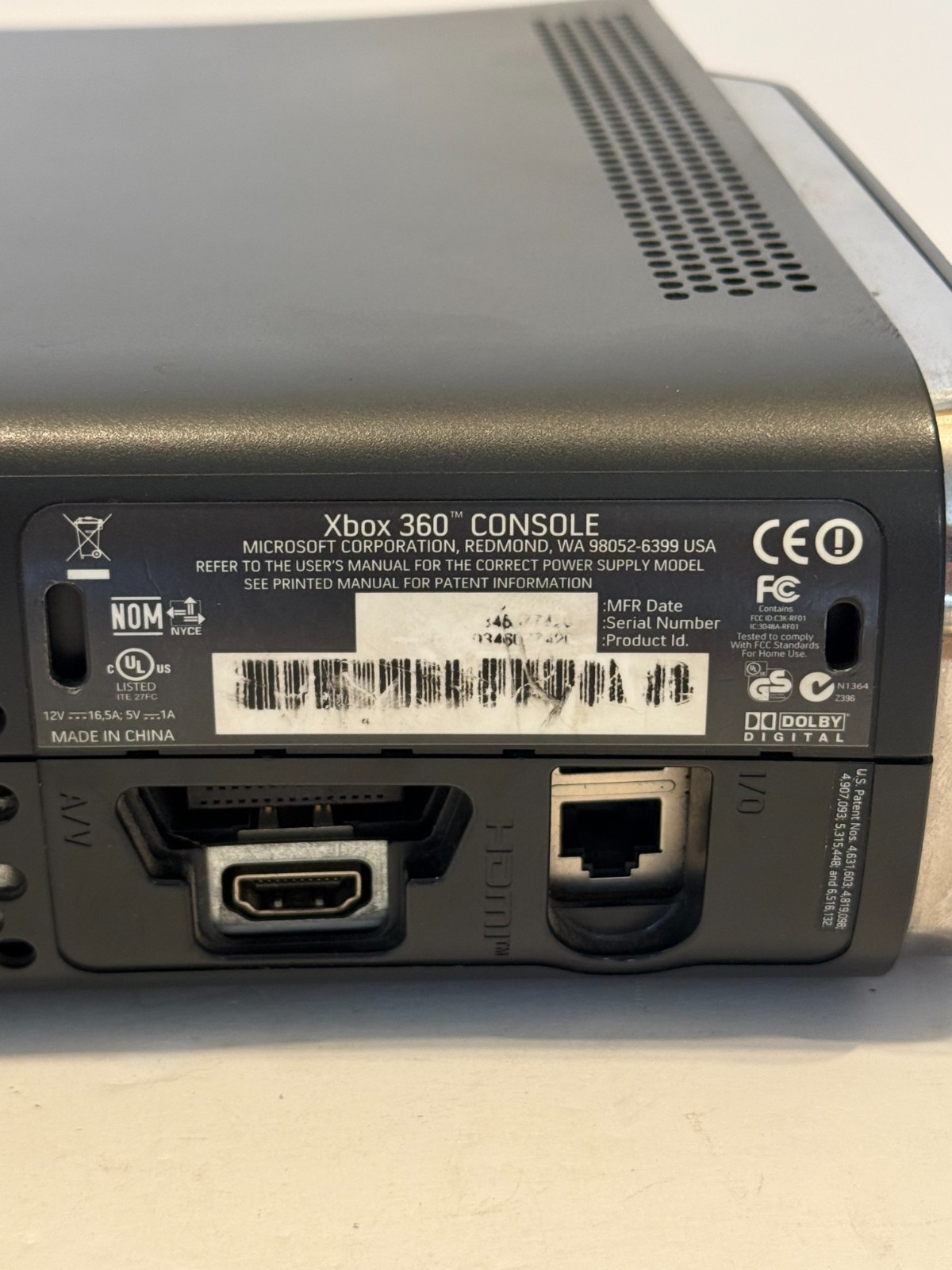 Microsoft Xbox 360 Elite 120GB Console w/ Controller Power Supply & AV Cables