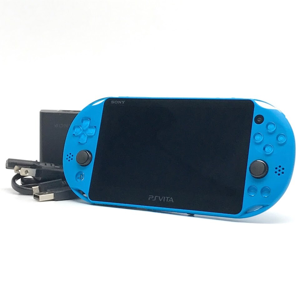 SONY PS Vita PCH-2000 Slim Aqua Blue Wi-Fi LCD w/ Charger “Excellent+”
