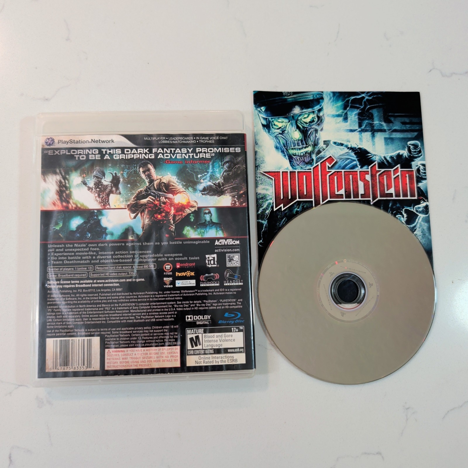 Wolfenstein (Sony PlayStation 3, 2009) w/ Manual – Wavy Artwork – Tested