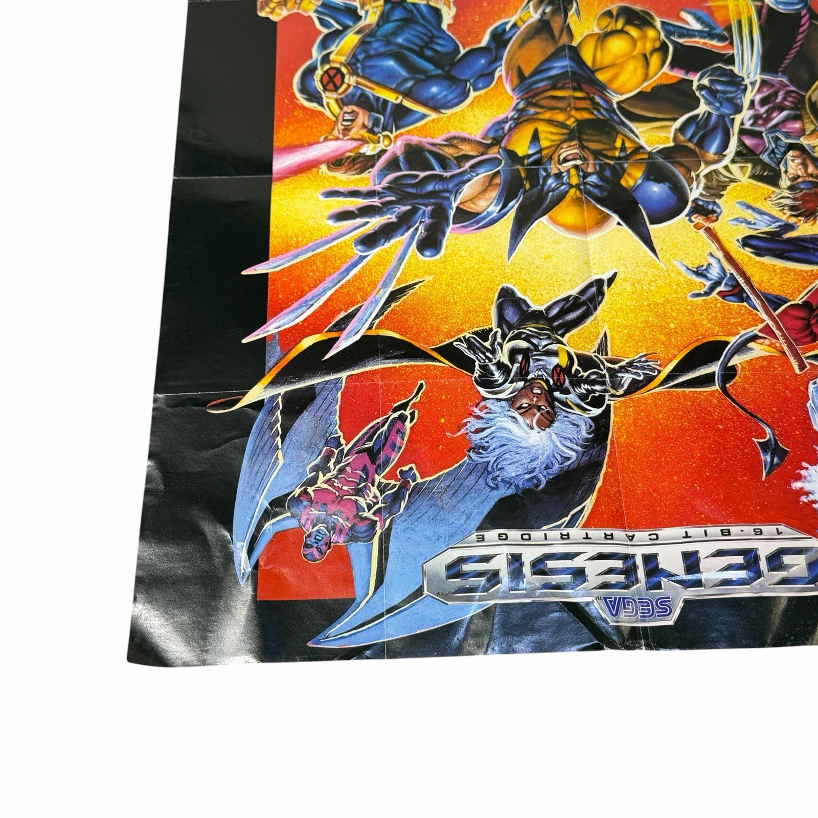 Vintage 90’s Marvel X-Men Sega Genesis 1993 Rare 17”x21” Folded Promo POSTER
