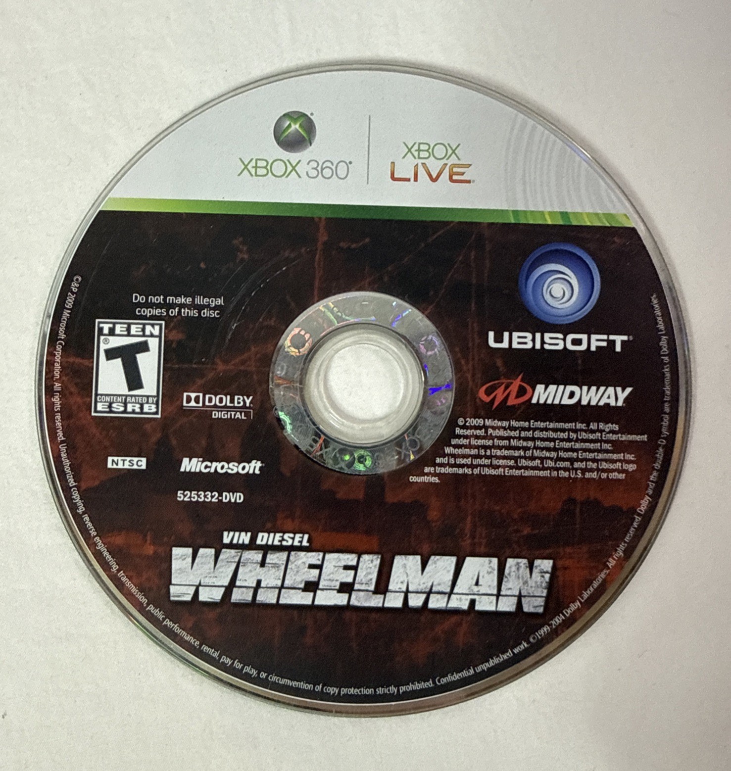 Wheelman Vin Diesel Game (Microsoft Xbox 360, 2009) Manual Tested Works