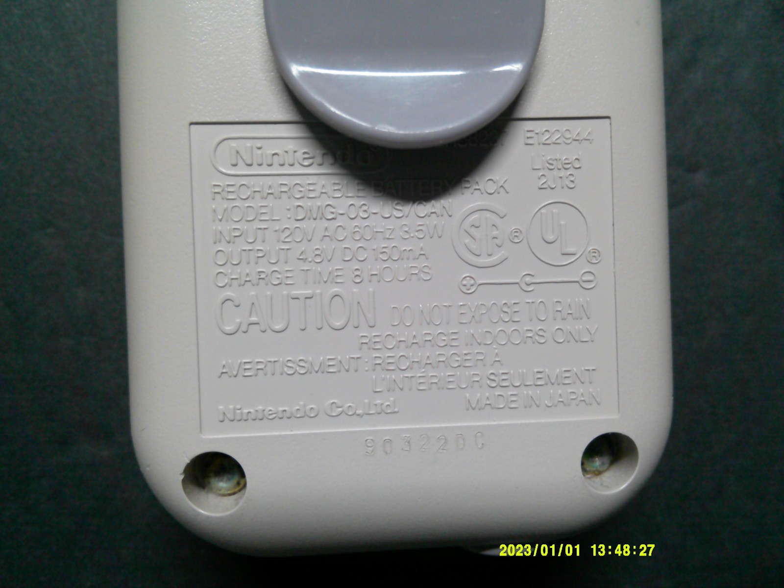 Nintendo Game Boy Rechargeable Battery Pack. Model: DMG-03. Pre-Owned.