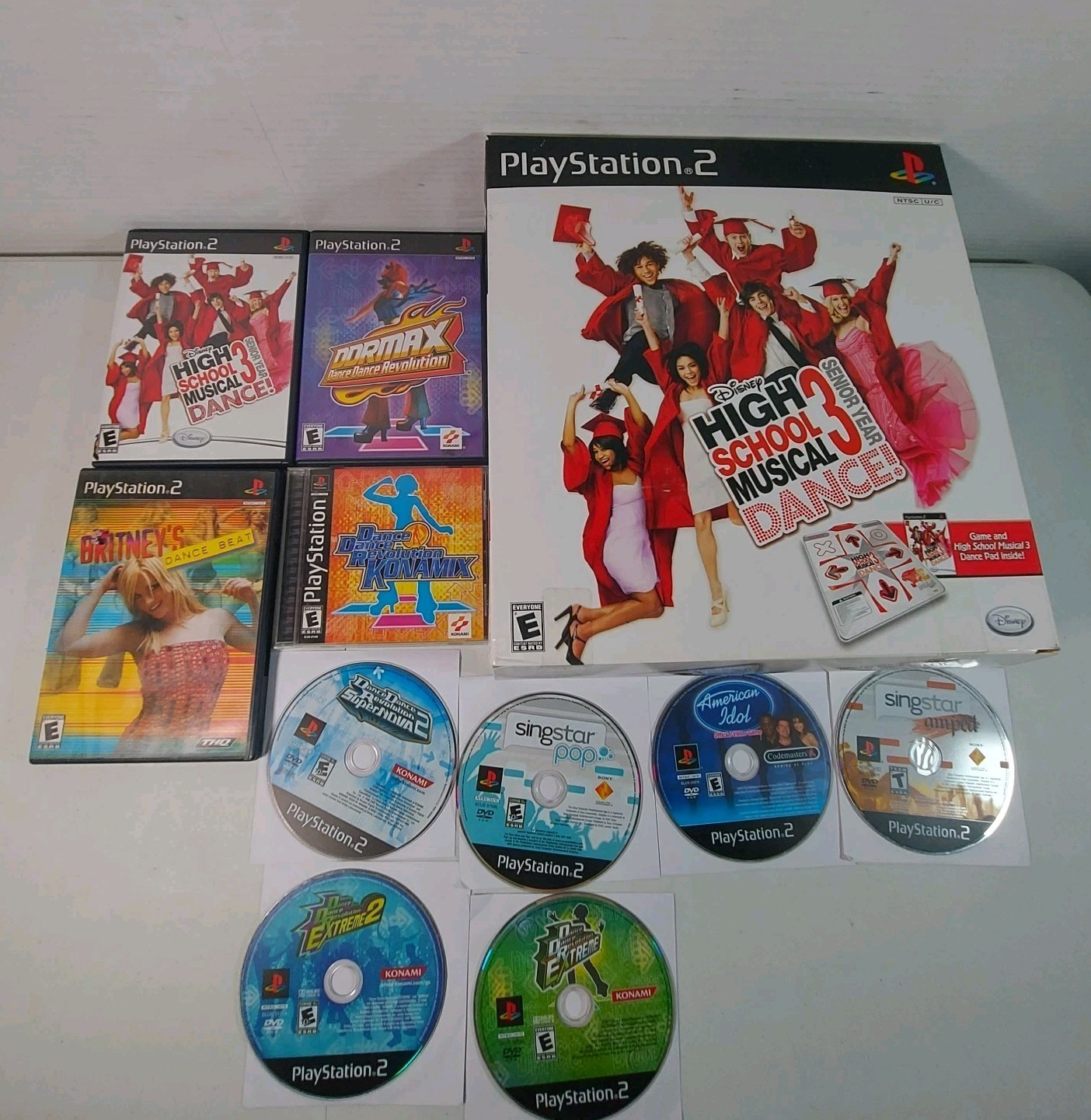 Playstation 2 PS2 Dance Mat & 10 Games Tested & Working READ DDR Revolution Pad
