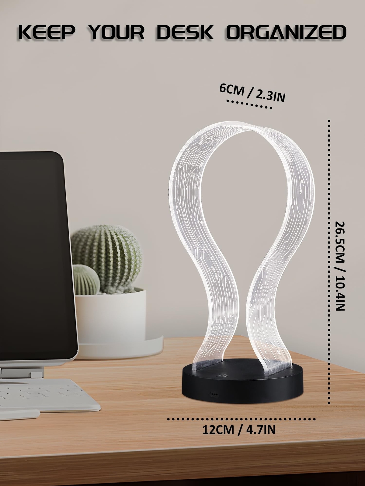 Light Up Headphone Stand with 16 Color Lights, PCB Pattern Acrylic Headset St…