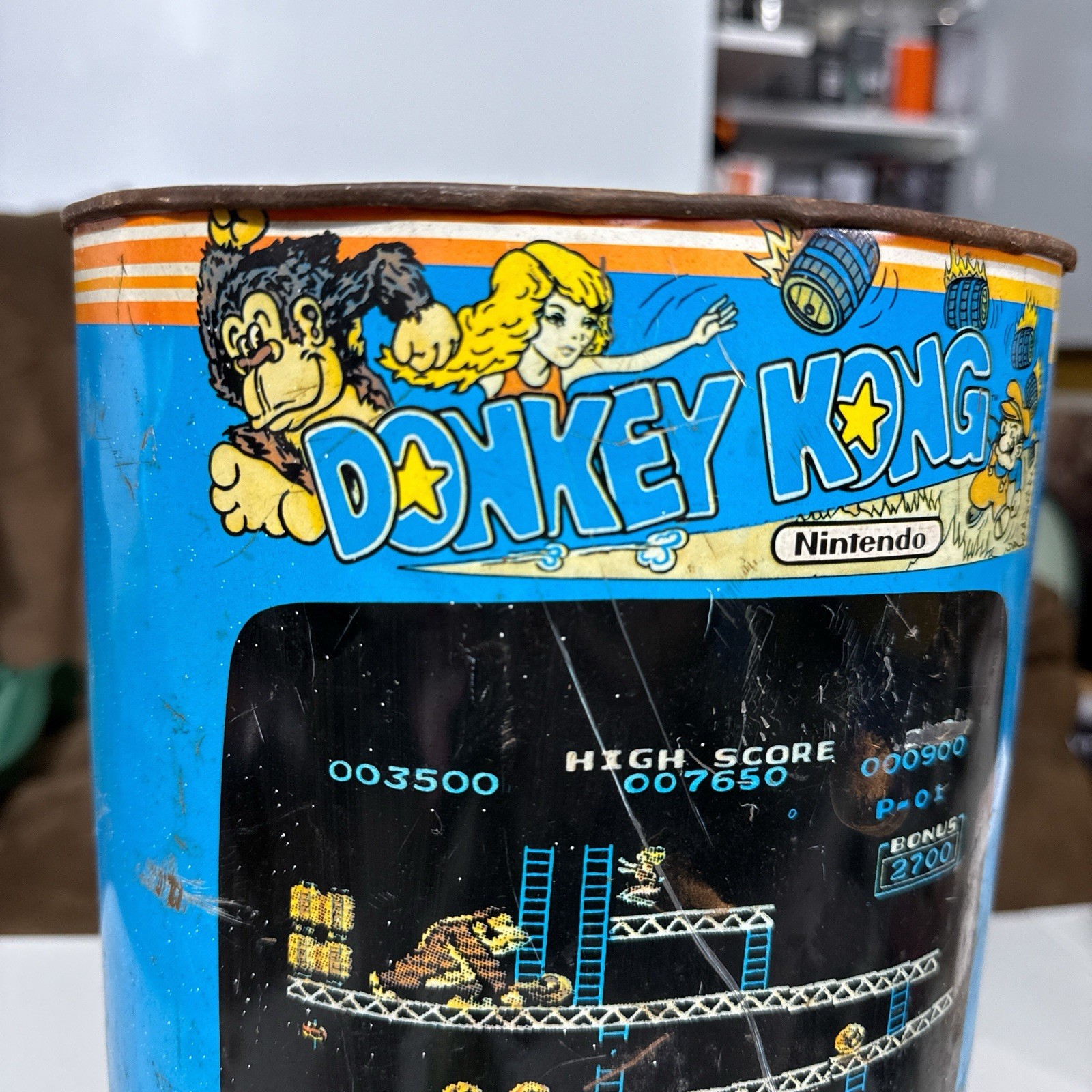 Nintendo DONKEY KONG Garbage Bin Trash Can Waste Basket NES Rare Edition 1982