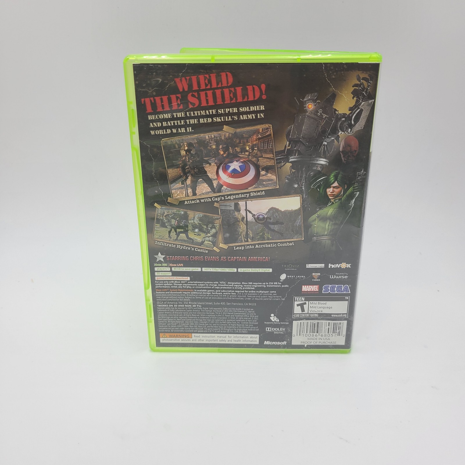 Captain America: Super Soldier (Xbox 360, 2011) CIB Tested