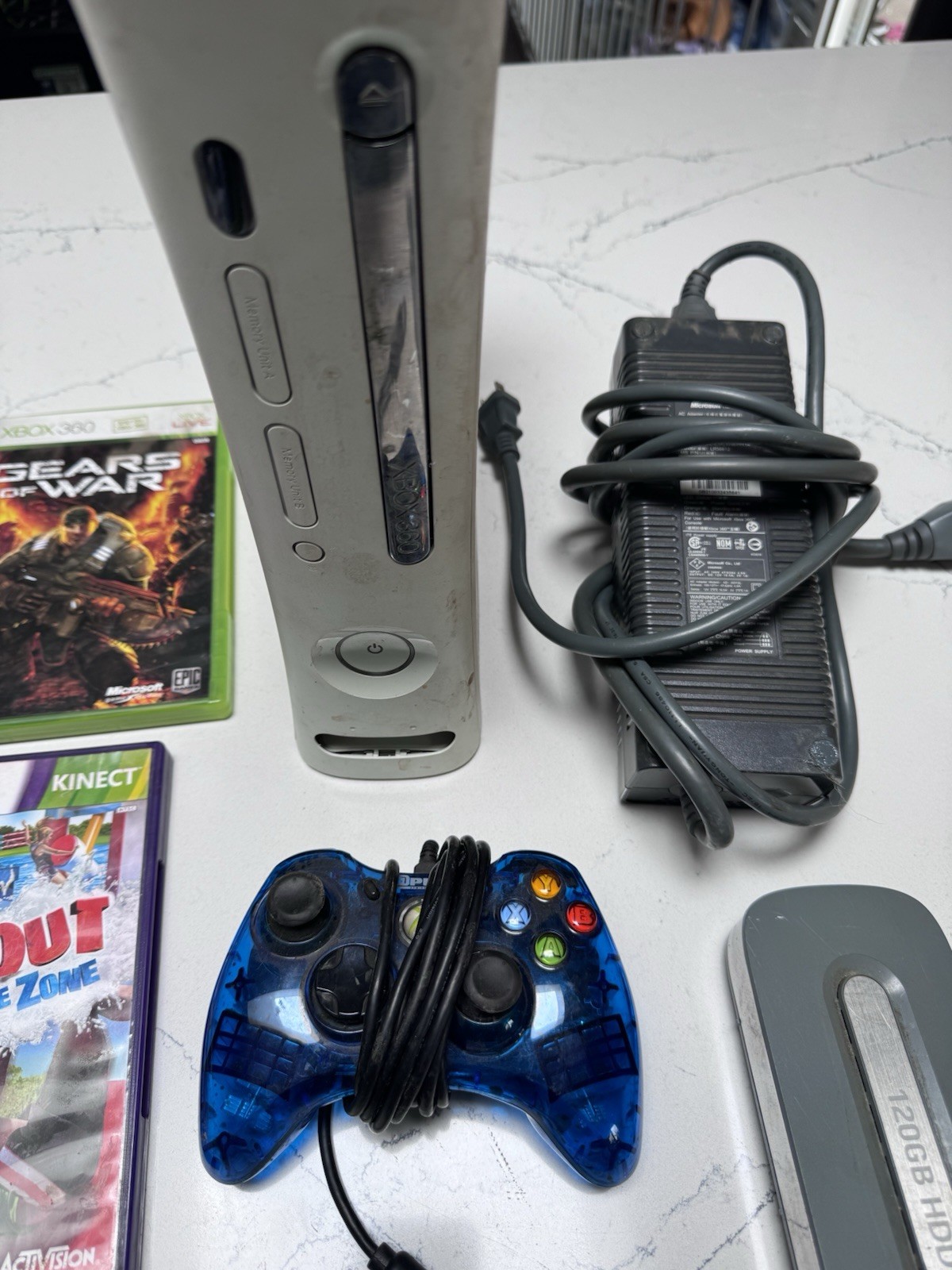 Xbox 360 Console Bundle 120GB HDD 6 Games 2 Controller Tested Works