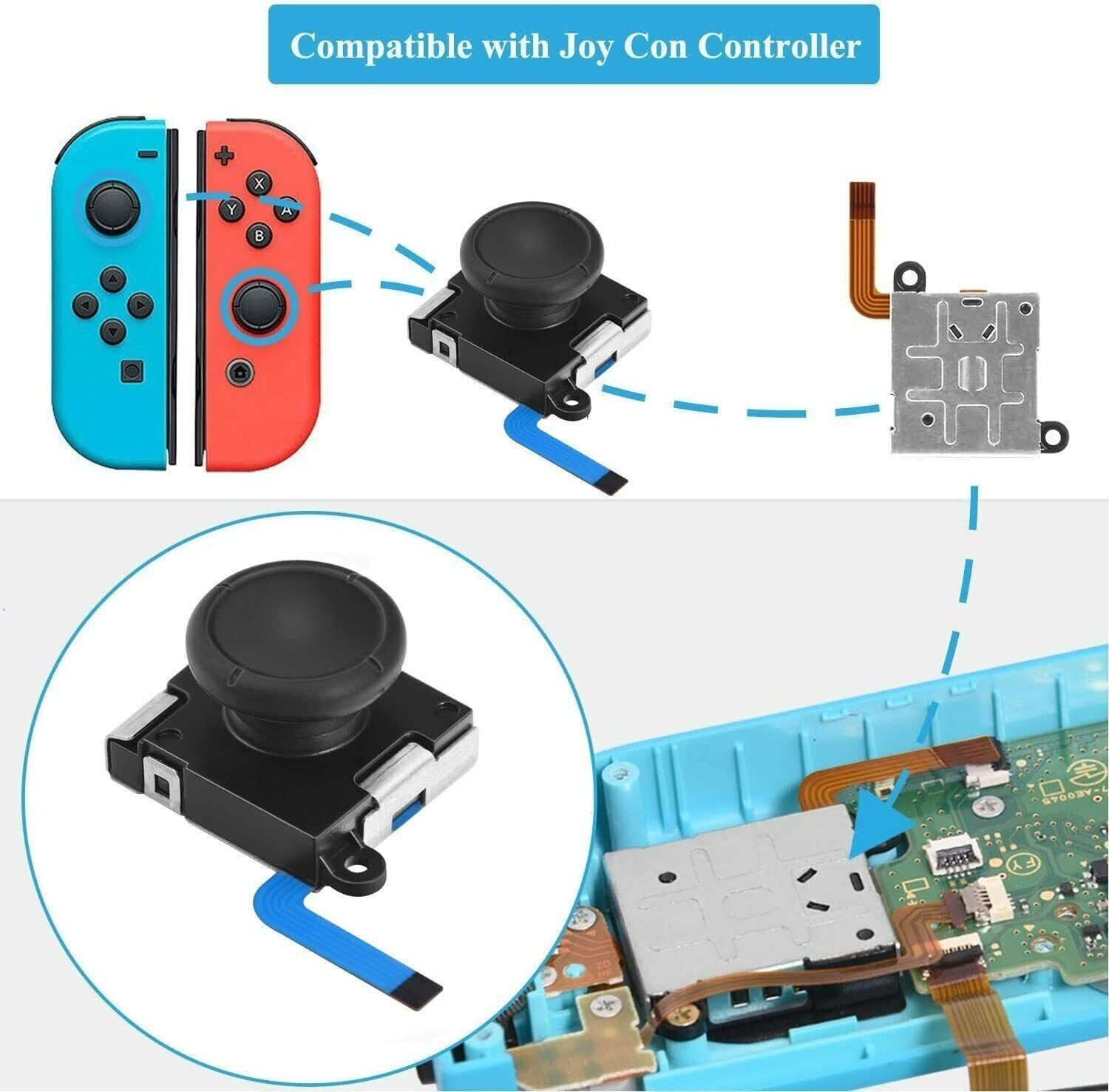 20X Thumbstick Joy-Con Joystick Stick For Nintendo Switch / Lite Joycon [Black]