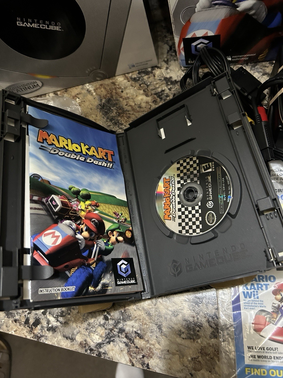 Nintendo GameCube Platinum Mario Kart Double Dash Bonus Set Box 2 Controllers