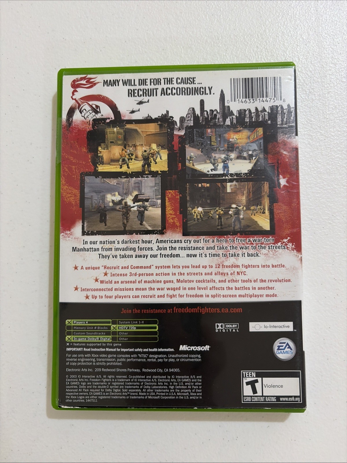 NTSC – Freedom Fighters (Original Xbox) Complete w/ Manual – Rated T – ACC