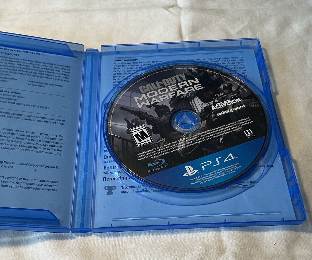 4 Play Station 4 Video Games.madden 20,modern Warfair,naruto Storm ,mind Craft.