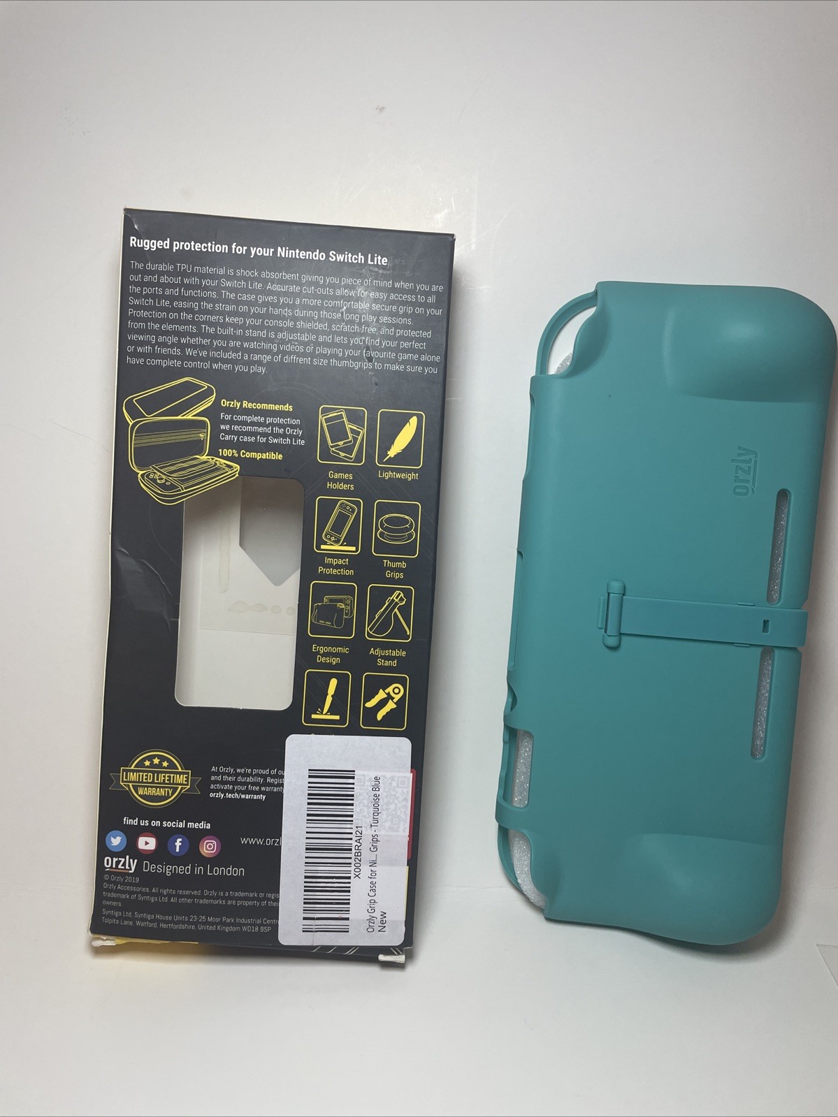 Orzly Nintendo Switch Lite Comfort Case Thumb Grips Turquoise Blue