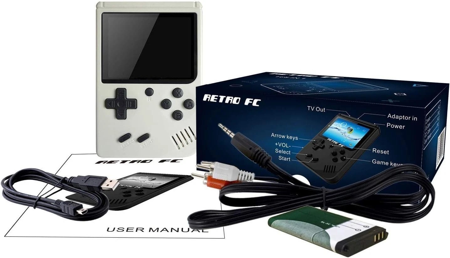 New White Handheld Video Game Console 168 Retro FC Games TV Connect