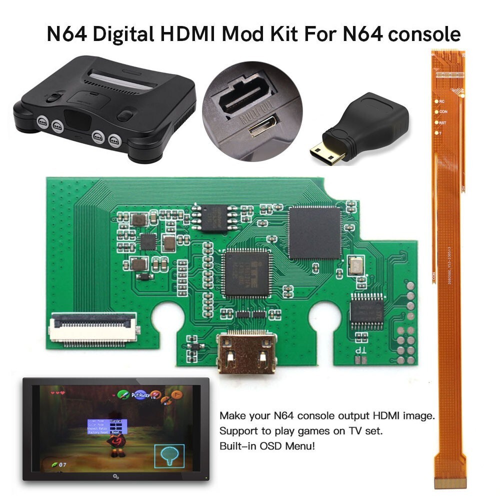 For Nintendo 64 N64 Digital HDMI Output PCB Mod Kit Built-in OSD Menu