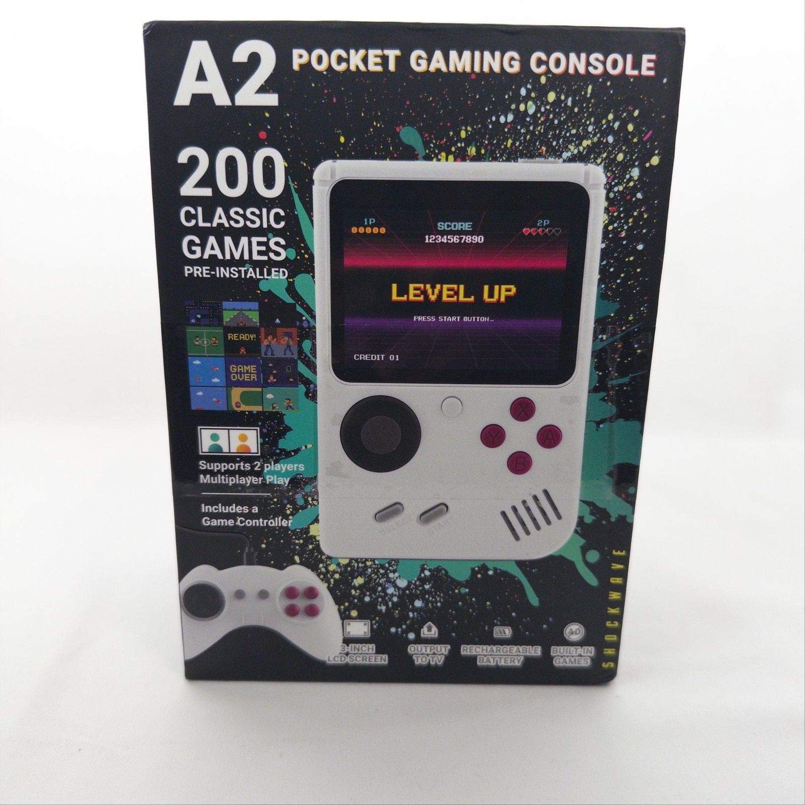 Shockwave A2 Pocket Gaming Console with 200 Classic Games and Controller