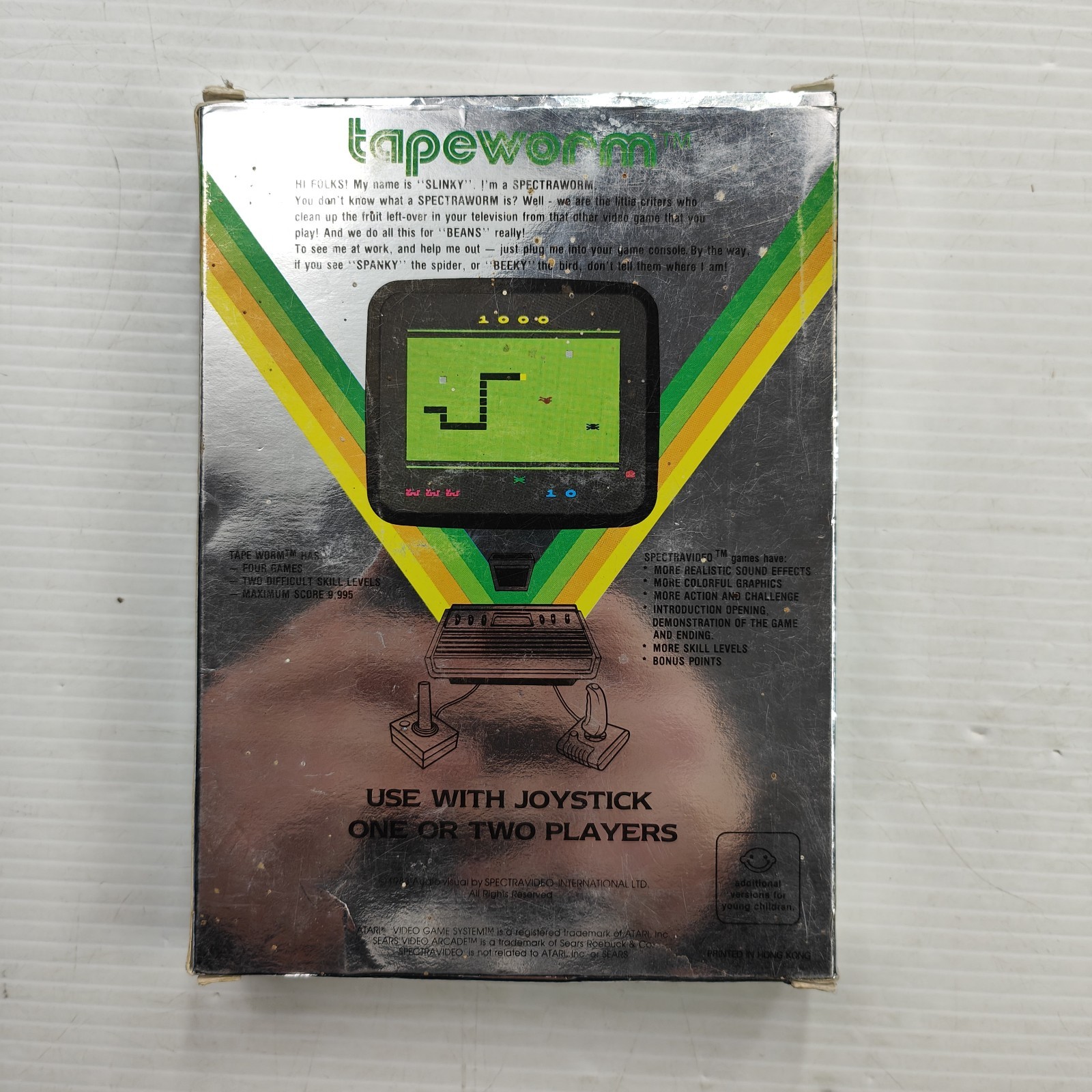 Atari 2600 Tape Worm Game Spectravision 1982 CIB Complete in Box Collector Item
