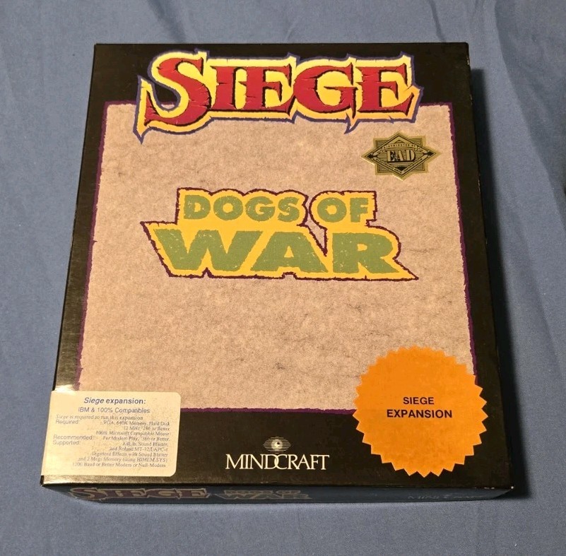 Rare Siege Dogs of War Expansion software, Manuals PC 3.5″ & 5.25″ game Complete