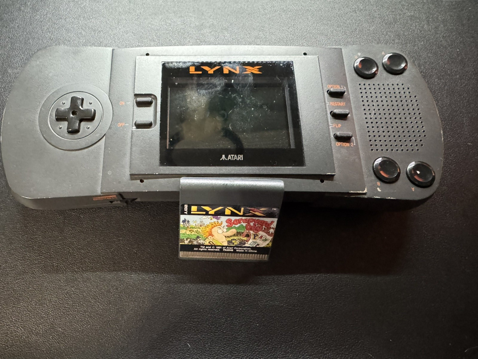 Atari Lynx Handheld Video Game Console With Scrap Yard Dog TESTED + WORKING