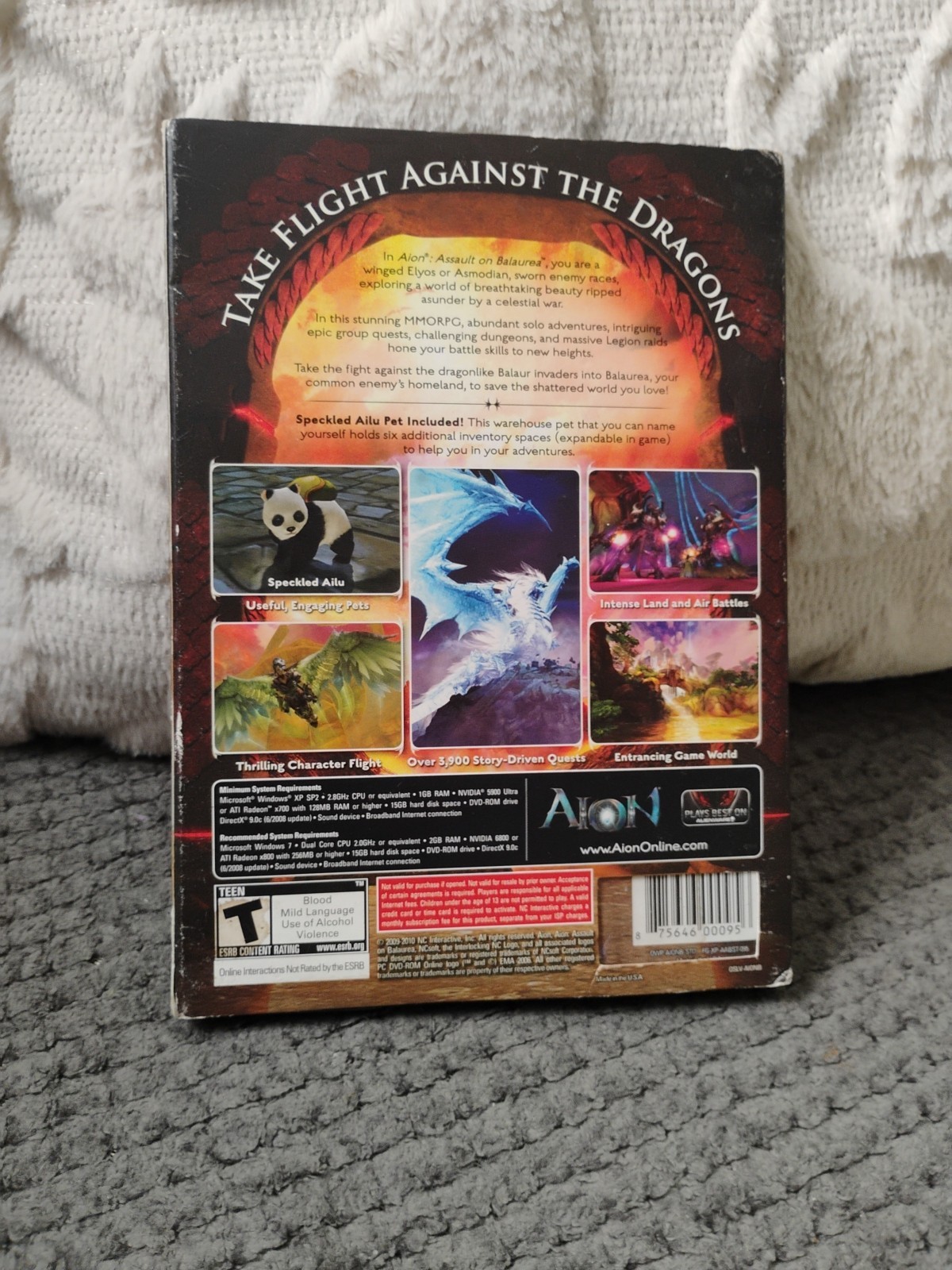 PC Game Aion Assault on Balaurea 2010 Online RPG Fantasy 2 DVD /Slipcover