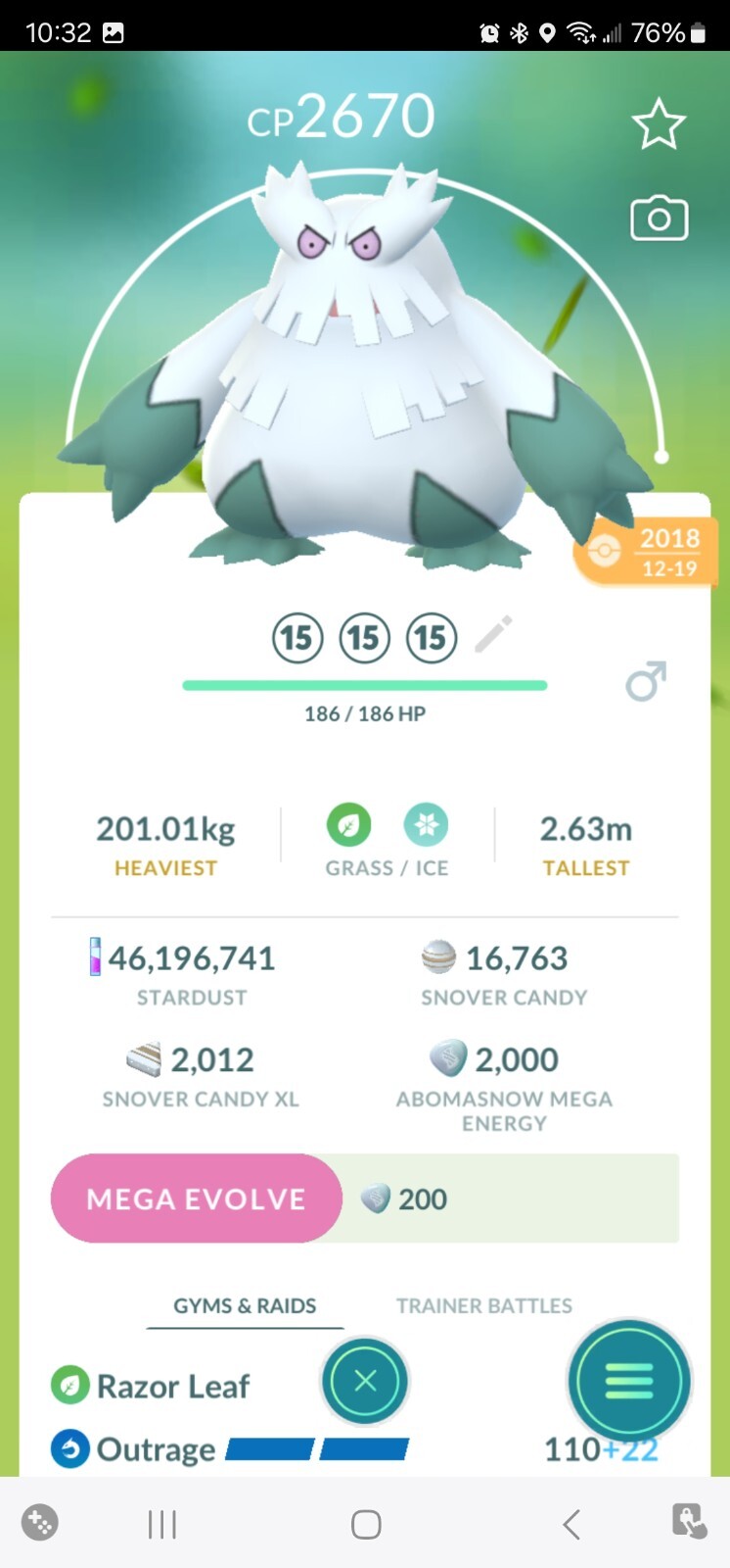 Pokemon Trade GO – Abomasnow 3Moveset Maxed Level 50 – Best PVP Master