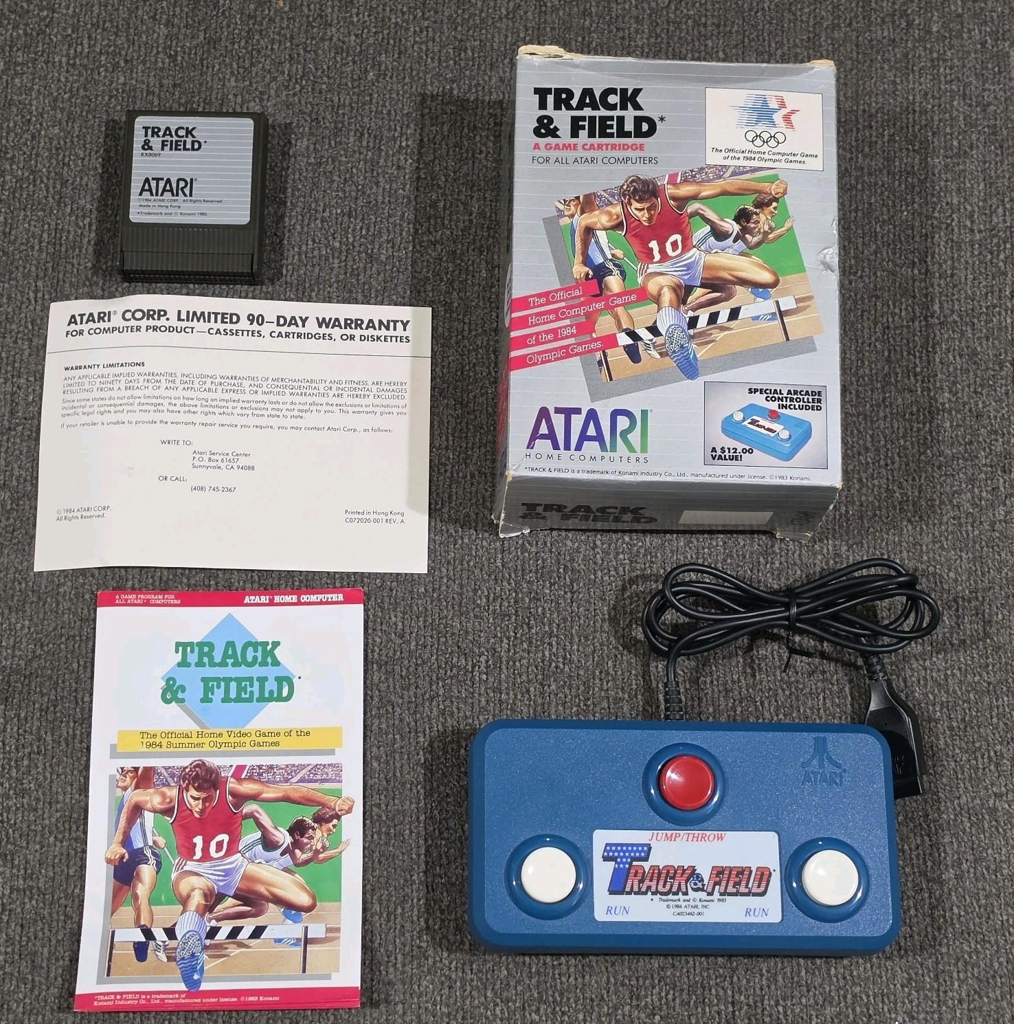 Track & Field Complete In Box With Controller Atari 400 800 1200XL TESTED 8 Bit