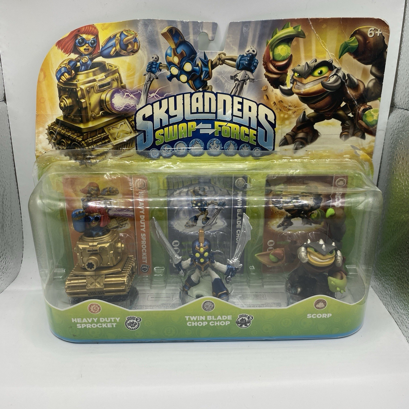 Swap Force Heavy Duty Sprocket, Twin Blade Chop Chop & Scorp Figure 3-Pack *DMG*