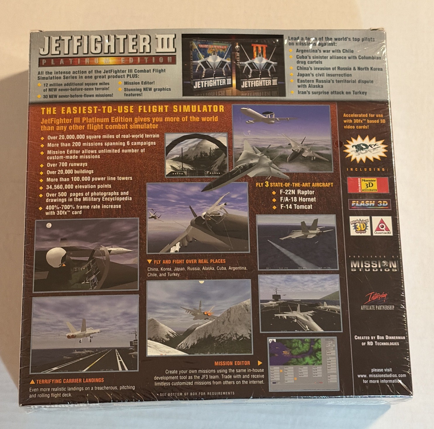 JetFighter III Platinum Edition PC BIG BOX-No Shirt-Combat Flight Simulator 1997