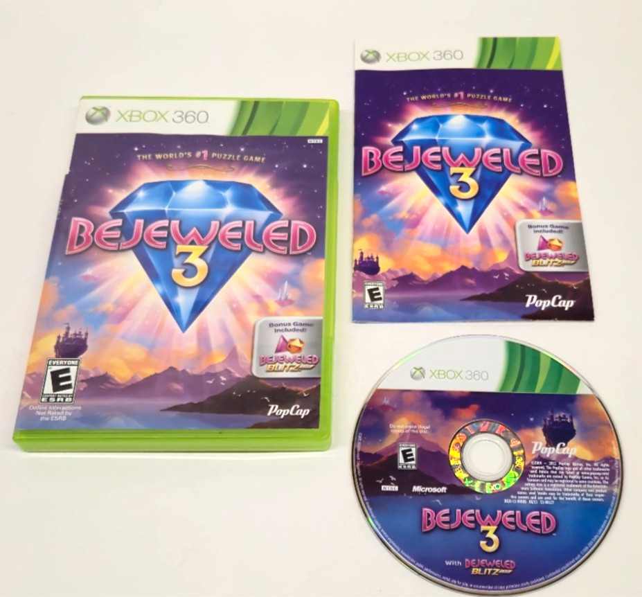 Bejeweled 3 (Microsoft Xbox 360, 2011) Complete Game CIB – Tested